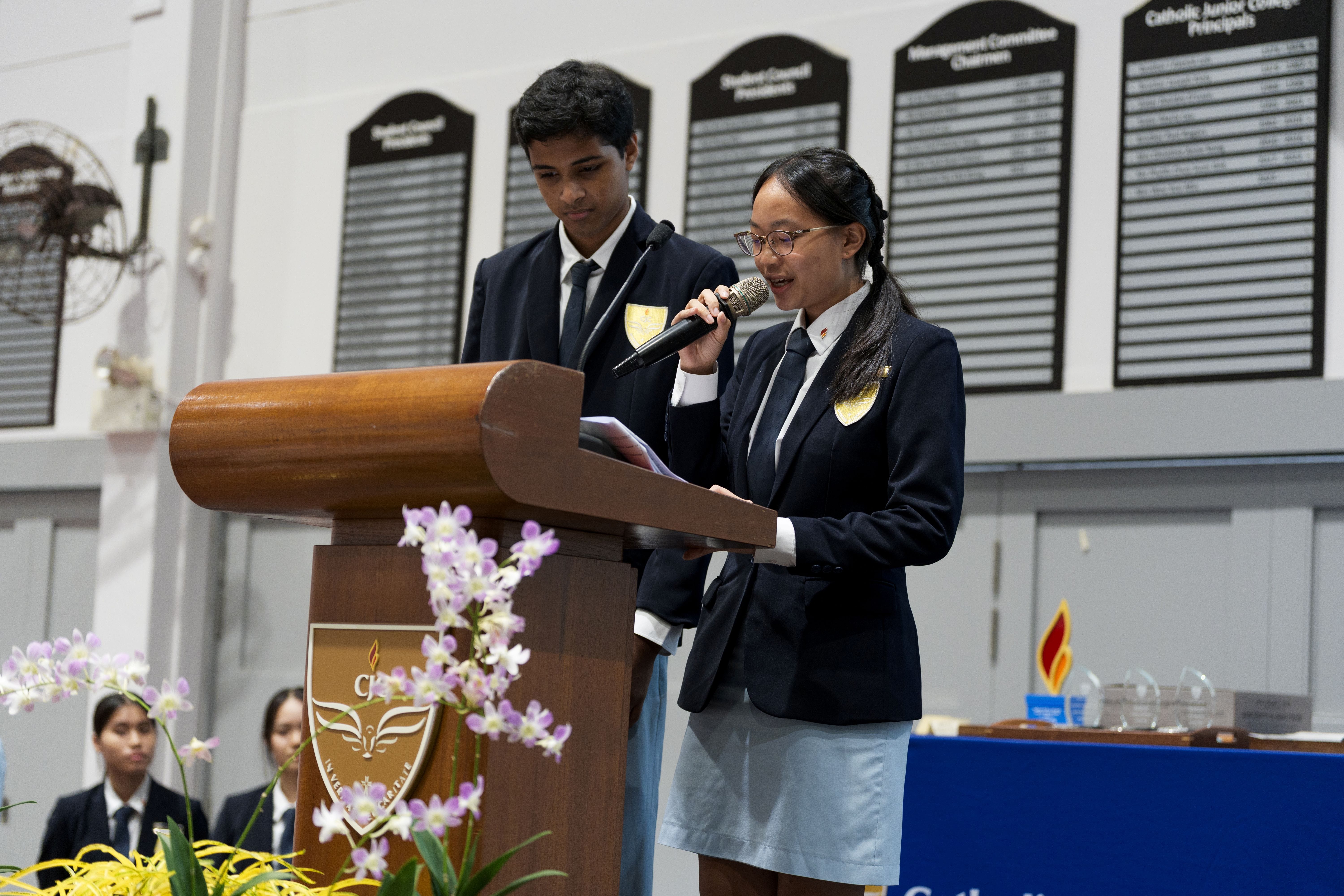 Student emcees for CJC's 51st College Day